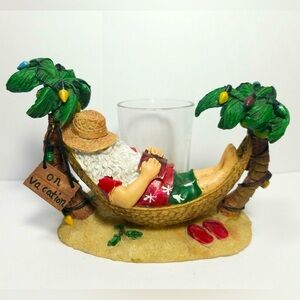 Yankee Candle Santa On Vacation Hammock Votive Candle Holder Island Holiday NWT